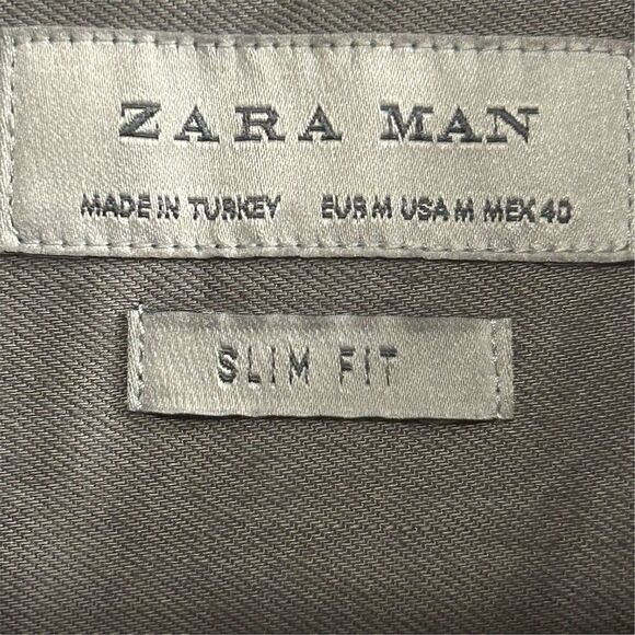 Zara Man Men's M Gray Long Sleeve Button-Up Shirt Stop Looking For Answers - Picture 10 of 16